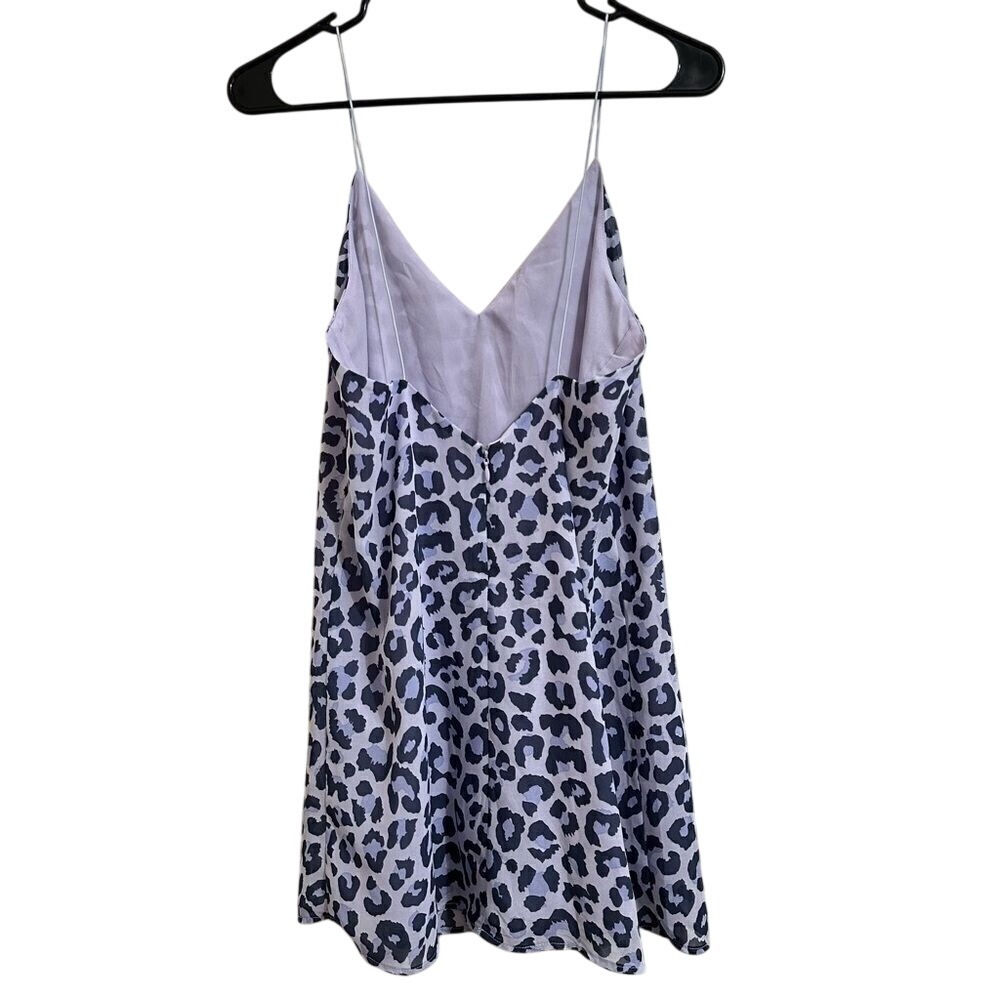 Tobi Women Lavender Leopard Print Mini Slip Dress V-Neck Spaghetti Strap S - Picture 6 of 12